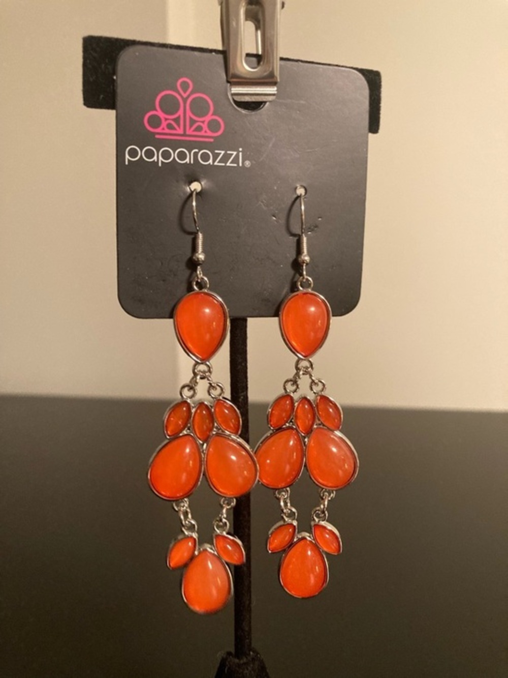 paparazzi Bright Orange Multi-Teardrop Dangle Earrings